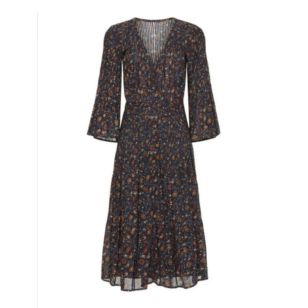 Veronica Beard Shireen Pleated Floral Midi-Dress Ink color Size 2 NWOT Romantic - Picture 4 of 15